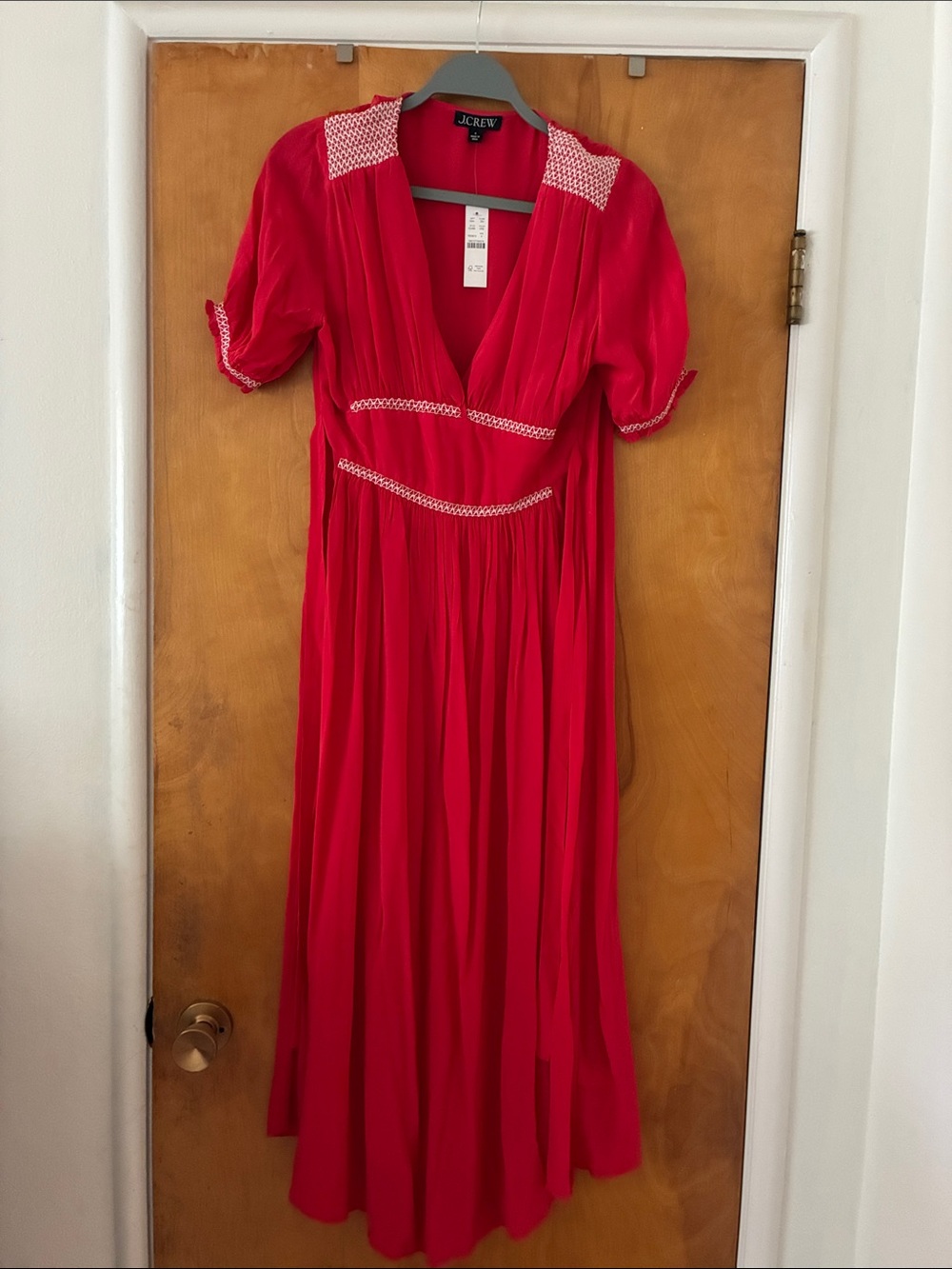 J.Crew NWT Red Dress with Embroidered Trim
